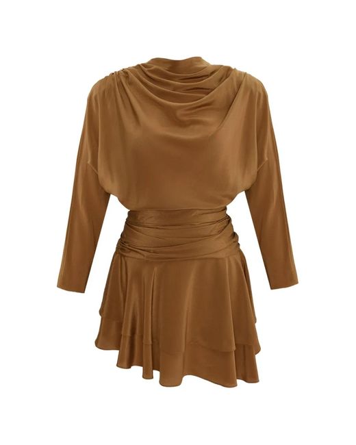Occleus Brown Janis Draped Mini Dress