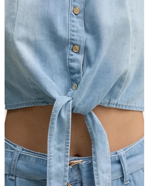 GAUDI Blue Halterneck Front-Knot Top