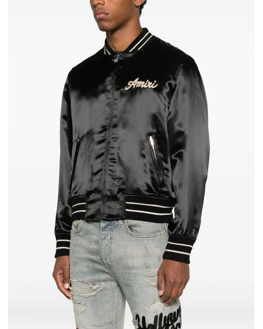 Amiri Black Club Bomber Viscose Jacket for men