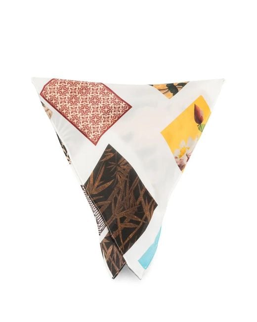 Erika Cavallini Semi Couture Pink Patchwork-Print Scarf