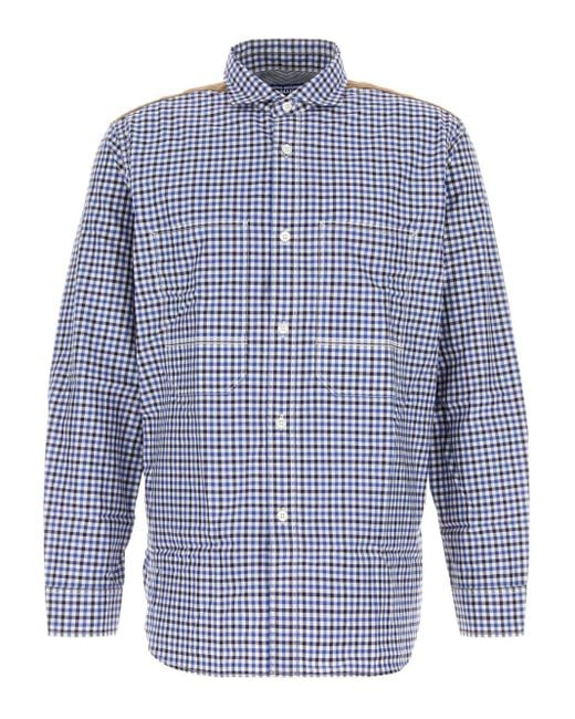 Junya Watanabe Blue Panelled Cotton Shirt for men