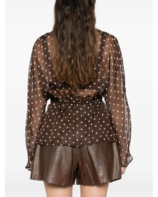Blusa Con Motivo De Lunares P.A.R.O.S.H. de color Brown
