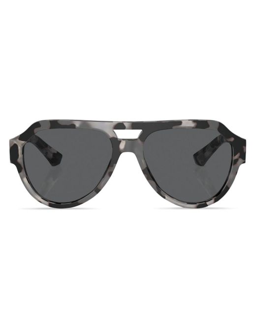 Dolce & Gabbana Gray Tortoiseshell Pilot-frame Sunglasses for men