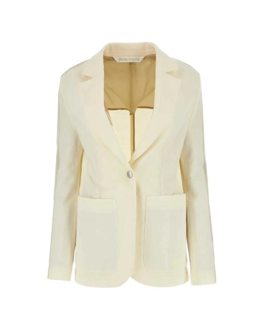 Palm Angels White Side-Stripe Blazer