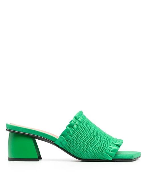 Ganni Green Smock 65Mm Mules
