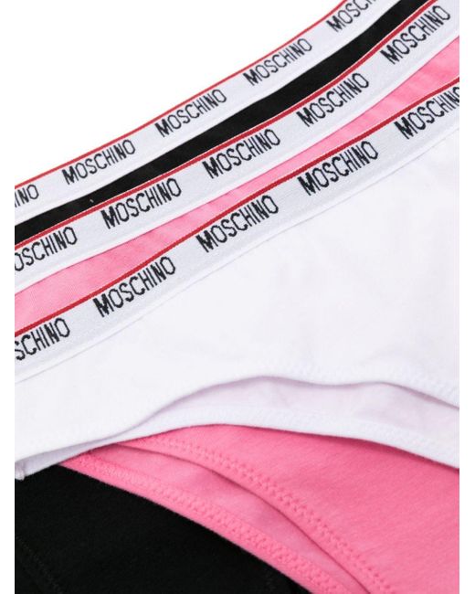 Moschino White Logo-waistband Briefs (pack Of Three)