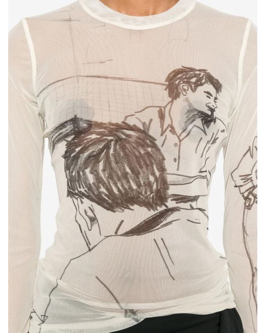 J.W. Anderson White Langärmeliges T-Shirt