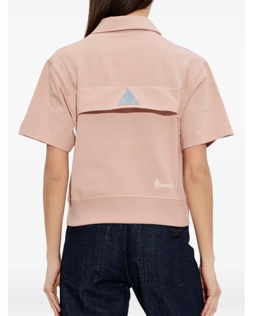 Polo En Coton À Patch Logo Moncler en coloris Pink