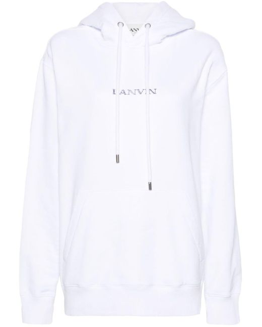 Lanvin Katoenen Hoodie Met Geborduurd Logo in het White