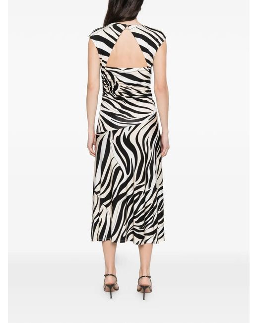 Marella White Rugiada Zebra-Pattern Midi Dress