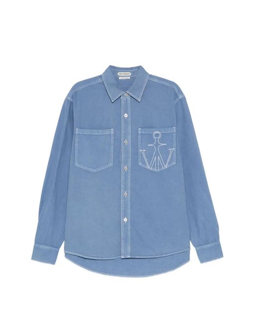 J.W. Anderson Blue Anchor Logo-Embroidered Shirt for men