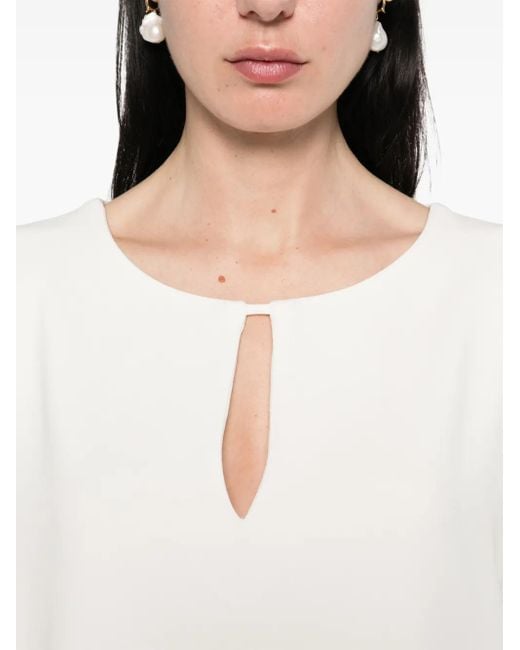 Alberto Biani White Keyhole-Neck Blouse
