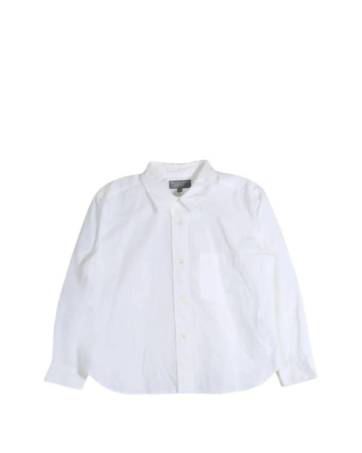 Margaret Howell White Chest-Pocket Curved-Hem Shirt