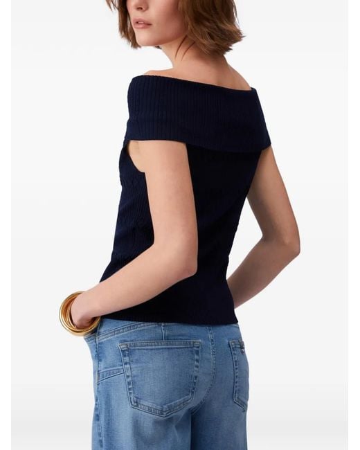 Liu Jo Blue Knit Bardot-Neck Top