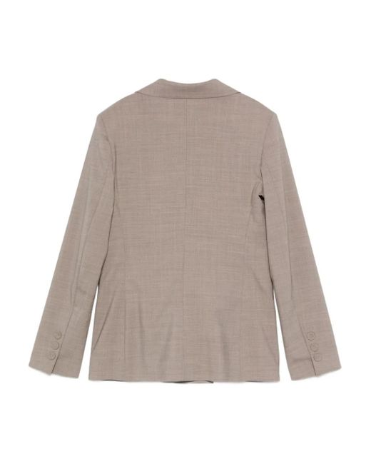 D.exterior Gray Double-Breasted Flap-Pocket Jacket