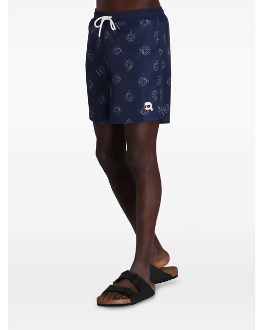 Karl Lagerfeld Blue Ikon Swim Shorts for men