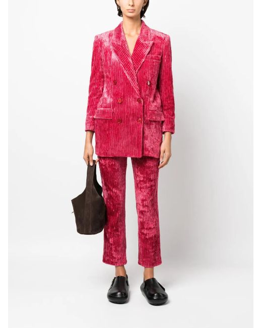 Isabel Marant Red Dita Double-Breasted Corduroy Blazer