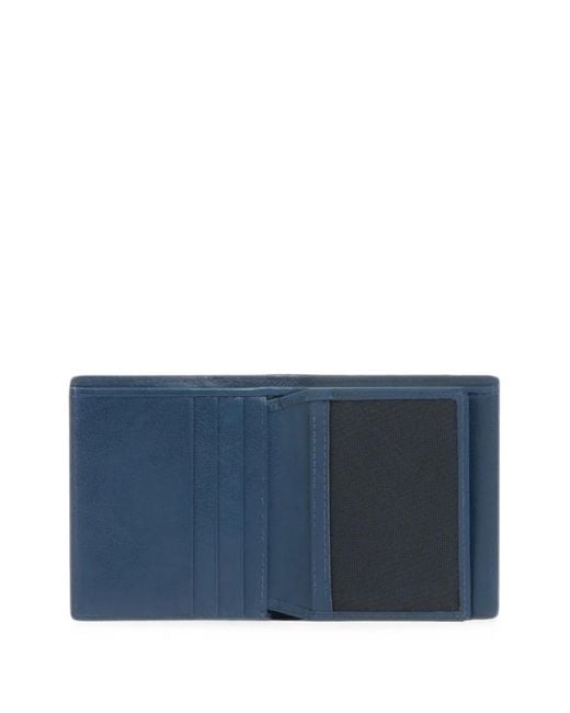 Piquadro Blue Logo-Plaque Bifold Wallet for men