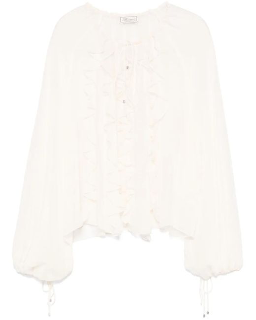 Blumarine White Georgette Ruffled Blouse