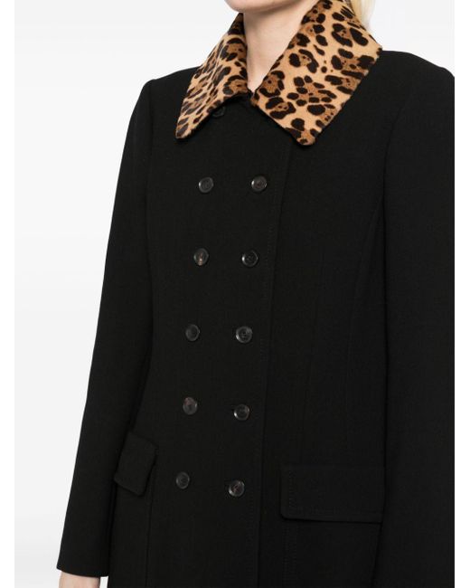 Gucci Black Leopard-Collar Coat