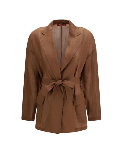 Chaqueta Con Cinturón Max Mara de color Brown