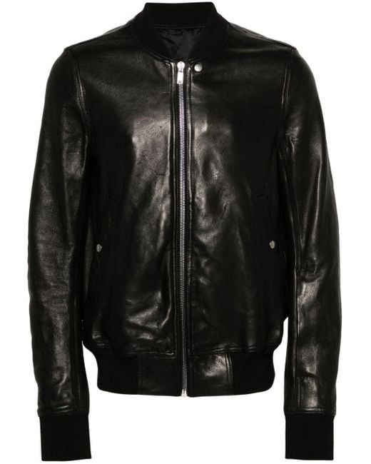 Rick Owens Black Classic Flight Leather Jacket for men