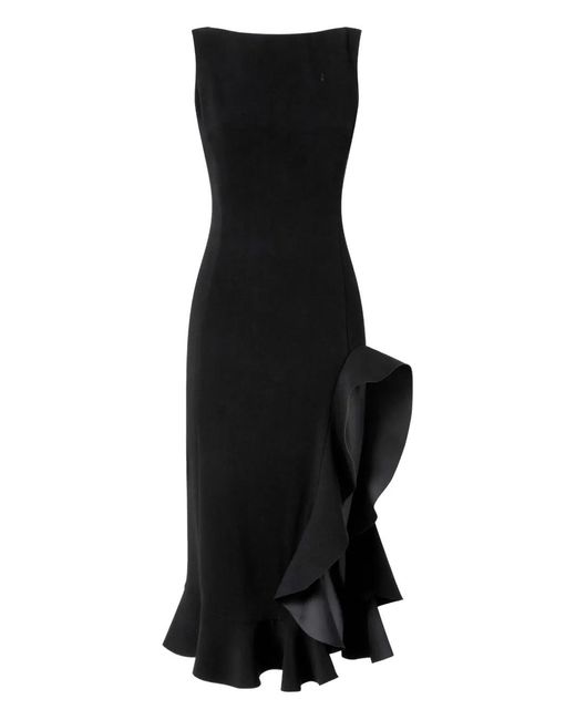 Pinko Black Fitted Dress With Flounces