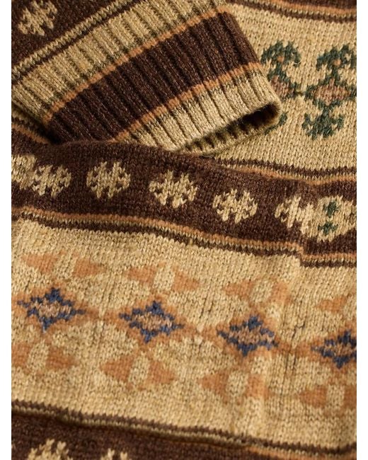 RRL Brown Patterned Shawl-Collar Cardigan for men