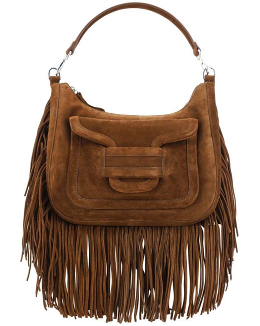 Pierre Hardy Brown Fringe Leather Flap Shoulder Bag