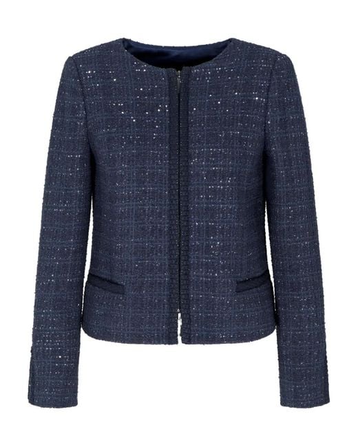 Emporio Armani Blue Wool Blend Blazer Jacket