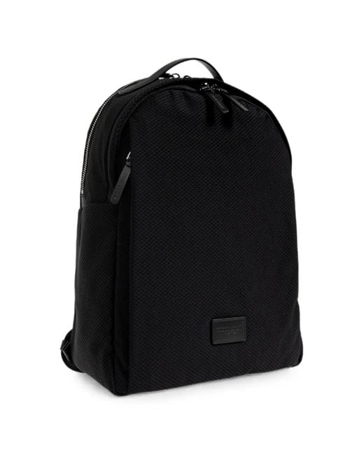 Giorgio Armani Black Logo-Patch Mesh Backpack for men
