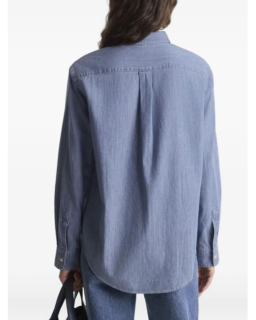 Sporty & Rich Blue Embroidered Pocket Shirt