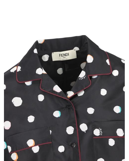 Fendi Black Polka-Dot Piped Shirt