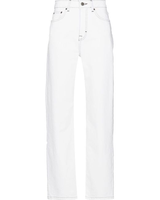 ROTATE BIRGER CHRISTENSEN White Betty Logo-embroidered Straight-leg Jeans