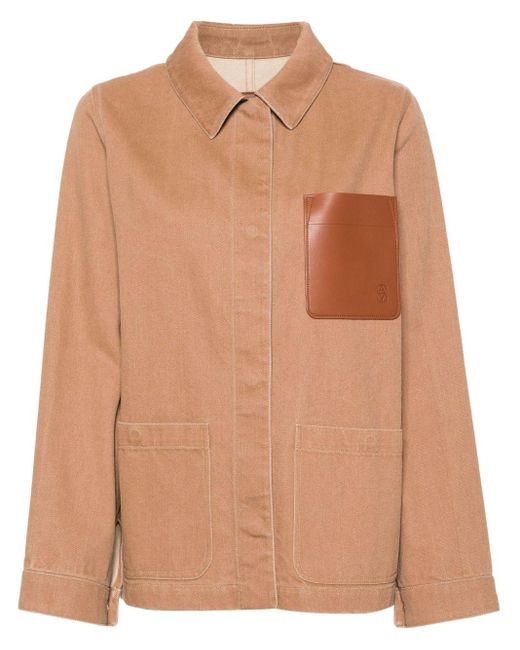 Veste à poches en cuir Yves Salomon en coloris Brown