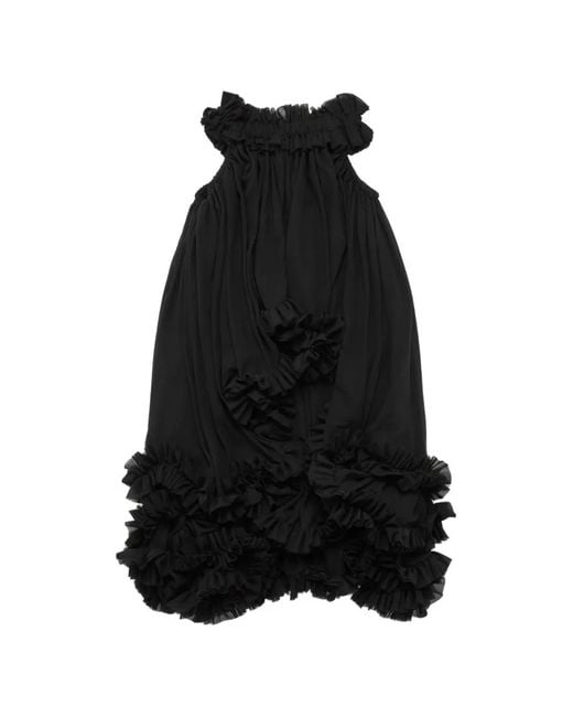 Noir Kei Ninomiya Black Ruffled-Trim Sleeveless Midi Dress