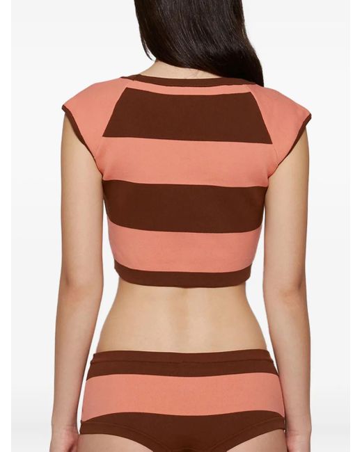 Tropic of C Pink Striped Cap-Sleeve Top