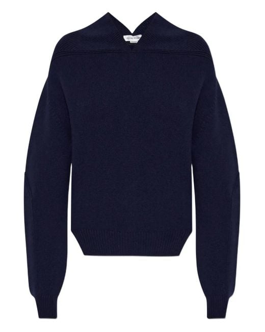 Victoria Beckham Blue Cashmere Blend V-Neck Jumper Clothing