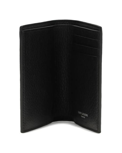 Saint Laurent Black Logo-Plaque Leather Wallet for men