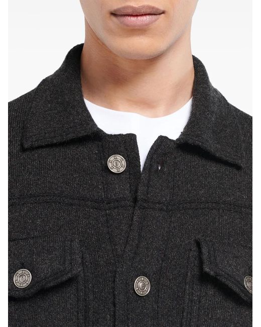 Barrie Black Knitted Denim Jacket for men