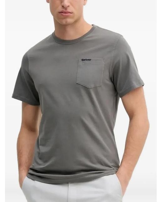 メンズ Barbour ロゴ Tシャツ Gray