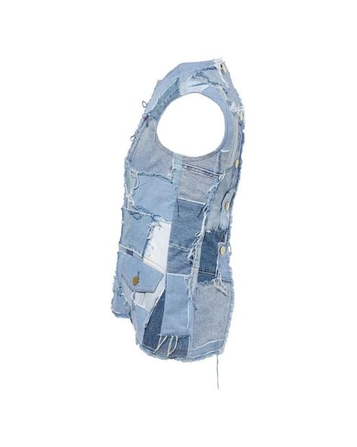 MERYLL ROGGE Blue Haut Patchwork À Bords Francs