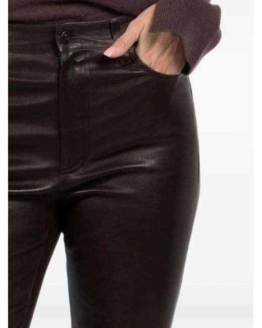 FRAME Brown Leather Flared Trousers