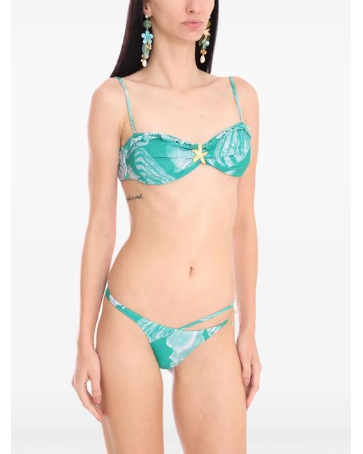 Amir Slama Green X Jade Picon Shell-Print Bikini