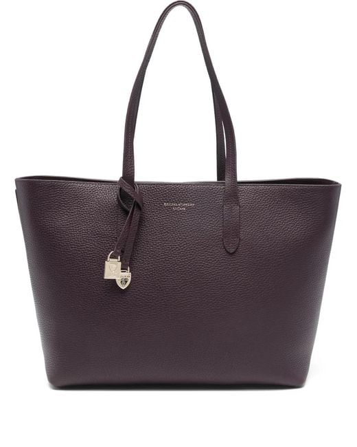 Aspinal Purple Shield Charm East West Tote