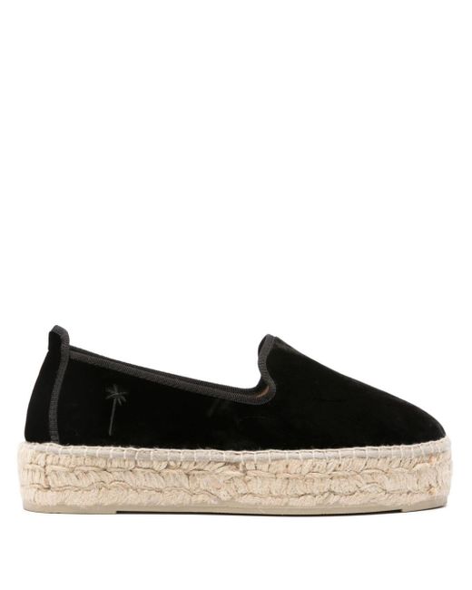 Manebí Black Double-Sole Velvet Espadrilles