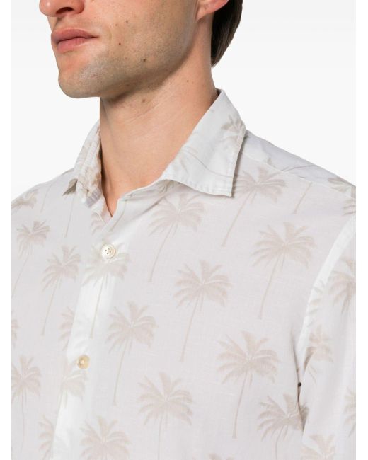 Eleventy Kids palm tree-print short-sleeve shirt - White