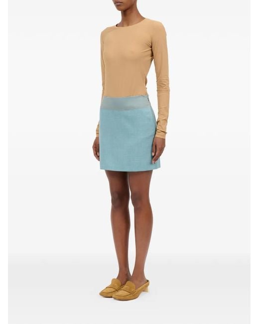 MM6 by Maison Margiela Blue Two-Tone Wool Mini Skirt