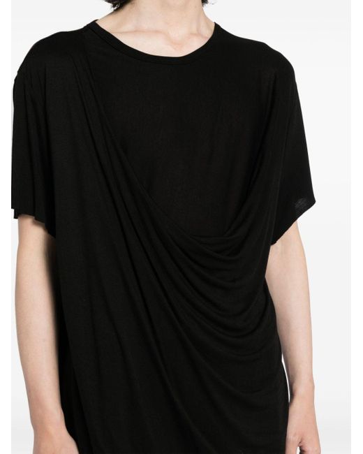 T-shirt drappeggiata con scollo rotondo di Julius in Black da Uomo