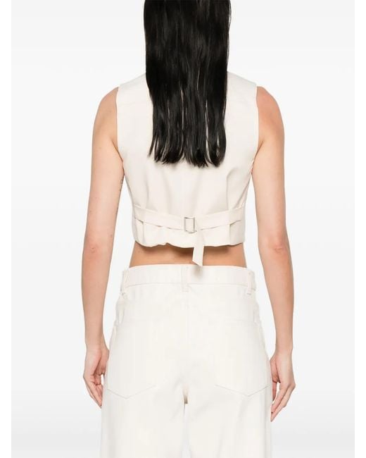 Liu Jo White Rhinestone Striped Waistcoat